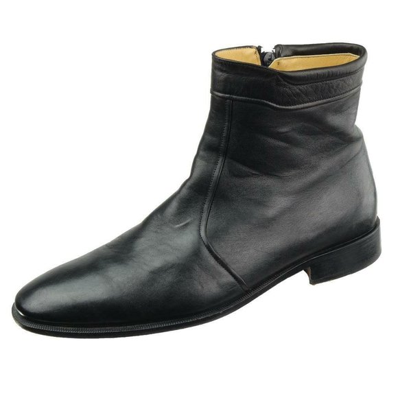 NORSTROM Flex Construction Ankle Boots Buttery Leather Black Sz. 10.5 EE ITALY
